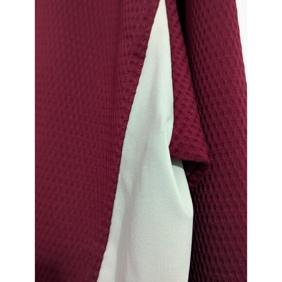 Nike Golf Shirt Men's Large Maroon White Waffle Knit Long Sleeve Stretch Dri Fit - Picture 3 of 8